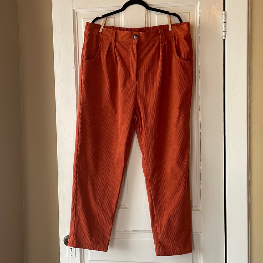 orange corduroy pants